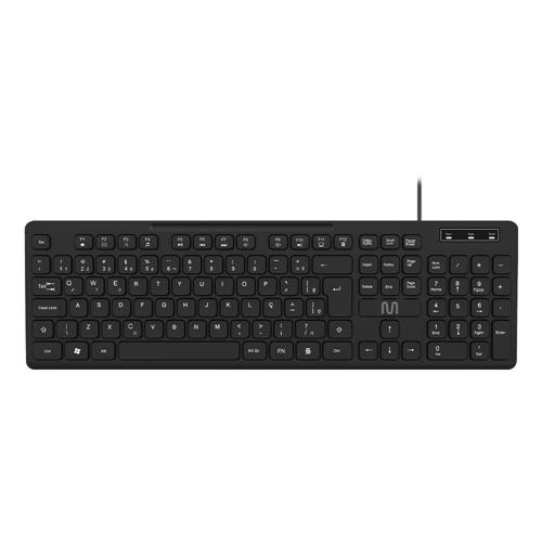 Teclado Com Fio Multimídia Cabo de 180cm Teclas Redondas USB Preto Multi (Multilaser) - TC294