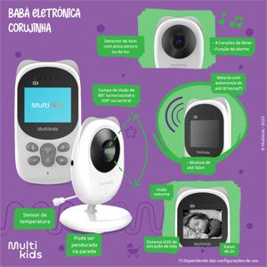 Babá Eletrônica Sem fio Multikids Conexão FHSS, Tela LCD 2,4  Bivolt - BB1245