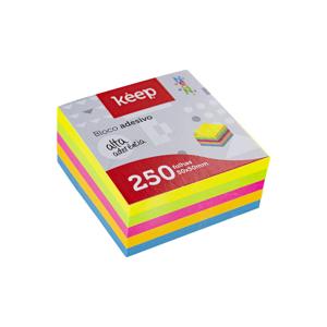 Bloco Adesivo Cubo 50x50mm 5 Cores Neon 250 Folhas Keep - EI014