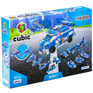 Blocos de Montar Cubic 25 em 1 Polícia 569 Peças Multikids - BR1619