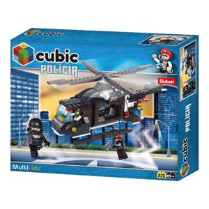 Blocos de Montar Cubic Polícia Helicóptero de Combate 219 Peças Multikids - BR1197