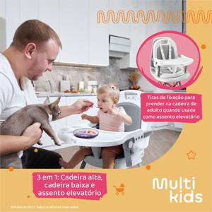 Cadeira de Alimentação Berry 3 em 1 Cinza Multikids Baby - BB391