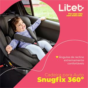 Cadeira Para Auto 0-36 Kgs Isofix Com Rotação Snugfix Preta e Cinza Litet - BB455