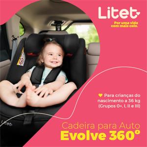 Cadeira Para Auto 0-36Kgs Isofix Evolve 360 Preta e Areia Litet - BB398