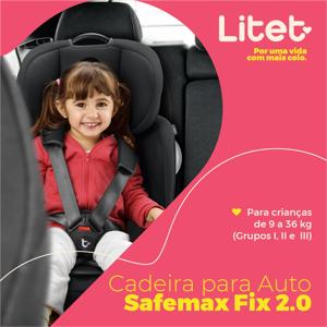 Cadeira Para Auto 9-36 Kg Isofix Safemax Fix 2.0 Cinza Litet - BB460