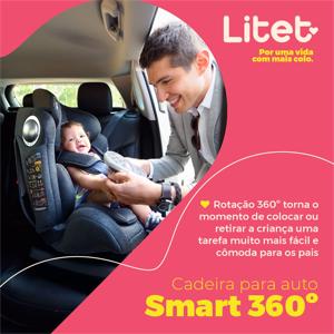 Cadeira para Auto Smart 360º Isofix 0-36 Kgs Cinza Litet - BB761