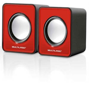 Caixas de Som 2.0 3W RMS Alimentação USB Conexão p2 Controle de Volume Som Estéreo Vermelho - SP197