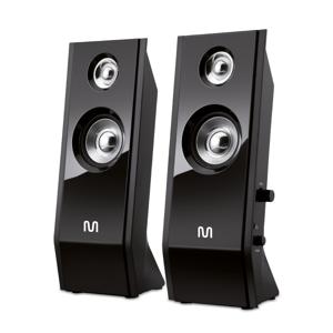 Caixas de Som 2.0 Multimídia Black Piano 8w Rms Conexão P2 Controle Volume Preto - SP091