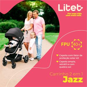 Carrinho Passeio 2 em 1 Assento Moisés 0-15 Kg Jazz Preto Litet - BB468