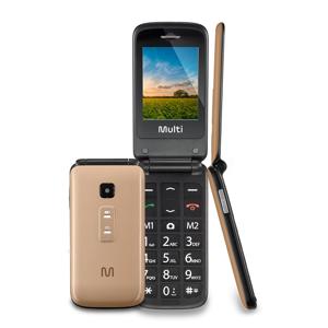 Celular Flip Vita Multilaser Dual Chip MP3 Dourado - P9043