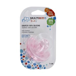 Chupeta 100% Silicone 0-6M Rosa Multikids Baby - BB037