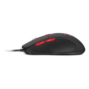 Kit Mouse 3200dpi e Mousepad Gamer Preto e Vermelho - MO306