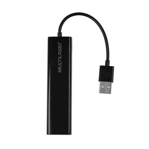 Conversor Ac, Hub Usb 2,0 3 Portas + Rj45 Fêmea Preto Multi - AC304