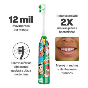 Escova Elétrica Sônica Infantil - Kids Health Pro Cebolinha Turma da Mônica - HC271