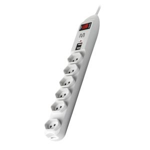 Filtro De Linha Multilaser Com 6 Tomadas E 2 Entradas Usb Bivolt - WI251