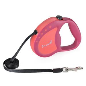 Guia Retrátil Mimo Conceito Runner Emborrachada Fita 4m até 12kgs Tam. P Rosa Mimo - PP033