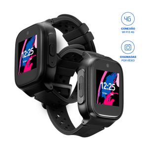 KidWatch Infantil Multi 4G + Wi-Fi com Chamada por voz e vídeo + Controle Parental + Localização GPS Preto - P9203