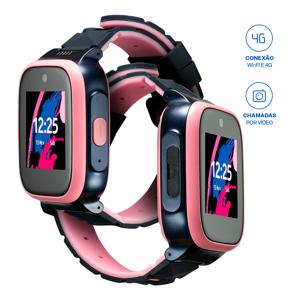KidWatch Infantil Multilaser 4G + Wi-Fi com Chamada por voz e vídeo + Controle Parental + Localização GPS - Rosa - P9201