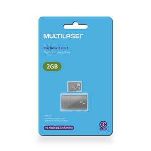 Kit 2 em 1 Leitor USB + Cartão De Memória Micro SD Classe 4 2GB Preto Multi - MC159