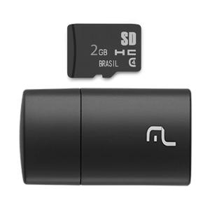 Kit 2 em 1 Leitor USB + Cartão De Memória Micro SD Classe 4 2GB Preto Multi - MC159