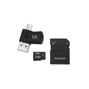 Kit 4 em 1 Cartão de Memória 256GB Ultra High Speed-I U3 + Adptador USB/OTG Tipo C + Adaptador SD - MC154