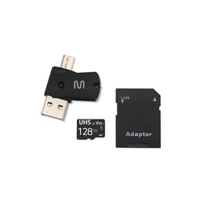 Kit 4 em 1 Cartão De Memória Ultra High Speed-I U3 + Adaptador USB Dual Drive + Adaptador SD 128GB até 90 Mb/S De Velocidade Multilaser - MC