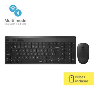 Kit Rapoo Teclado e Mouse sem Fio 2.4 ghz Black 5 Anos de Garantia Pilha Inclusa 8050T - RA003
