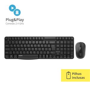Kit Rapoo Teclado e Mouse Sem Fio 2.4 ghz Preto - X1800S - RA001