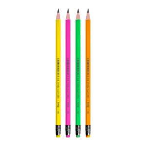 Lápis Grafite HB Neon Sextavado Resina com Borracha 4 Cores c/72 Unidades Keep - EI150