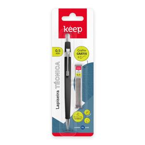 Lapiseira Técnica 0,5mm Preta + 1 Tubo de Grafite Blister Keep - EI111