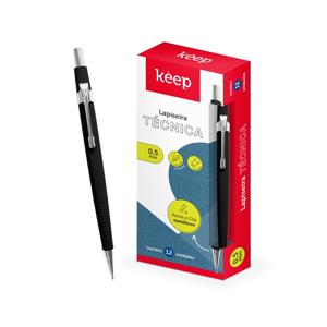 Lapiseira Técnica 0,5mm Preta Caixa c/ 12 Unidades Keep - EI106