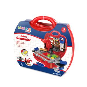 Maleta Workshop Jr Construtor com 16 Itens Vermelho Multikids - BR773