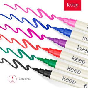Marcador Artístico Dual Brush com 6 Unidades Keep - MR058