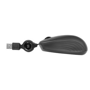 Mouse Com Fio Wave Conexão USB 1200dpi Cabo de 75cm 3 Botões Textura Emborrachada Retrátil Preto - MO231