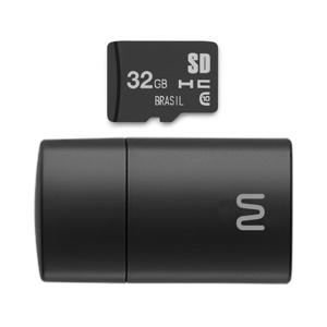 Pen Drive 2 em 1 Leitor USB + Cartão de Memória Classe 10 32GB Preto Multilaser - MC163