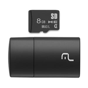 Pen Drive 2 em 1 Leitor USB + Cartão de Memória Classe 4 8GB Preto Multi - MC161