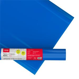 Plástico Adesivo Azul 0.08mm PVC 45cm x 10m Keep - EI160