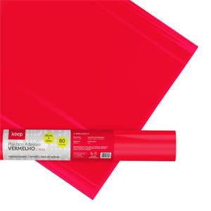 Plástico Adesivo Vermelho 0.08mm PVC 45cm x 10m Keep - EI161