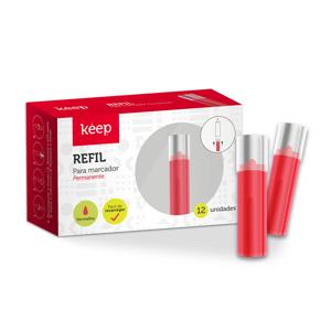 Refil Para Marcador Permanente 3,5ml Vermelho 12 unidades Keep - MR016