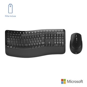 Teclado e Mouse Sem Fio Comfort 5050 Microsoft Usb Teclas Multimidia Alcance 10m Ambidestro 1000dpi - PP400005