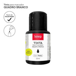 Tinta Refil Para Marcador de Quadro Branco 18ml Preto Caixa c/12 Unidades Keep - MR041