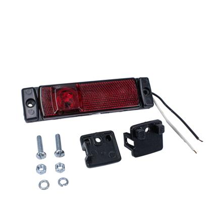  Lanterna Lateral Led Bivolt Retangular Acrilico Vermelha Com Suporte Com Chicote - PRADOLUX PL0672