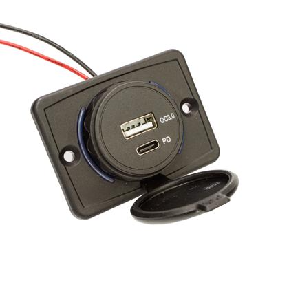 Carregador USB Tipo C Tomada Veicular Bivolt Com Tampa - DNI0588  