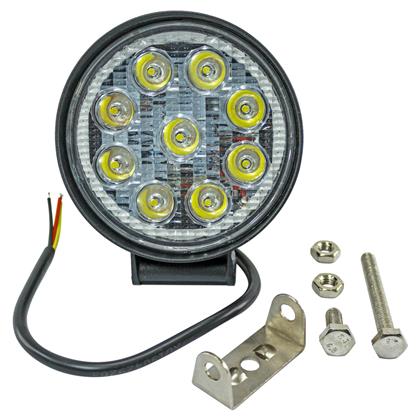 Farol Auxiliar Led Redondo 9 Leds SMD Branco Anel Luminoso Laranja 27W 6000K Com DRL - DNI4181  
