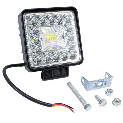 Farol Auxiliar Quadrado 41 Super Leds Cristal Bivolt 21W 6000K Farol Alto Baixo Carcaça Aluminio Preto Lente Policarbonato - Pradolux IL6021