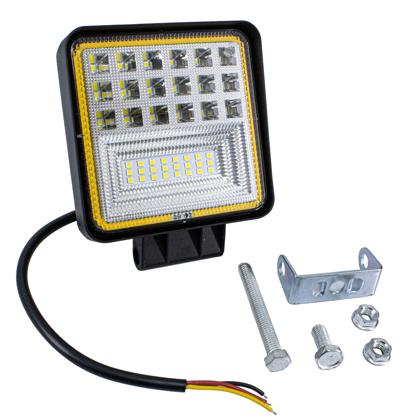 Farol Auxiliar Quadrado 42 Super Leds Cristal Bivolt 30W 6000K Duas Funções Farol Seta Carcaça Aluminio Lente Policarbonato-Pradolux IL6014