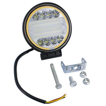 Farol Auxiliar Redondo 38 Leds Cristal Bivolt 26W 6000K Duas funções Farol Seta Carcaça Aluminio Preto Lente Policarbonato - Pradolux IL6015