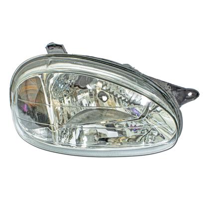 Farol Corsa 2000 a 2002 Classic 2001 a 2010 Direita Seta Ambar Carcaca Preta Refletor Bi Facetado Lente Vidro H4  - Fortluz 912P