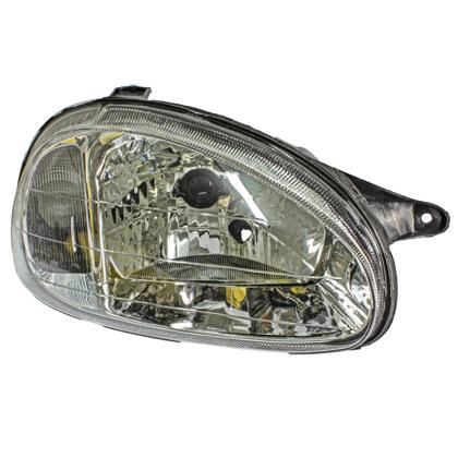 Farol Corsa 2000 a 2002 Classic 2001 a 2010 Direita Seta Cristal Carcaca Preta Refletor Bi-Facetado Lente Policarbonato - Fortluz 928P