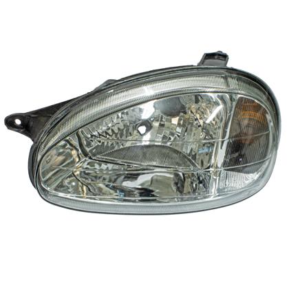 Farol Corsa 2000 a 2002 Classic 2001 a 2010 Esquerda Seta Ambar Carcaca Preta Refletor Bi Facetado Lente Vidro H4  - Fortluz 911P